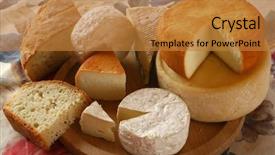  Presentation with dairy goat - PPT layouts featuring dairy goat - cheese and bread background and a gold colored foreground