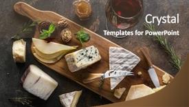  Presentation with dairy goat - Presentation theme consisting of dairy goat - cheese platter with organic cheeses background and a tawny brown colored foreground