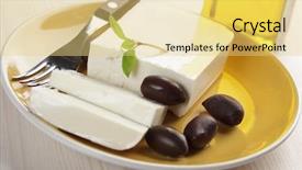  Presentation with dairy goat - Slides having dairy goat - feta cheese with calamata olives background and a yellow colored foreground