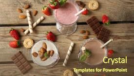  Presentation with milk dairy - Cool new theme with dairy milk chocolates - delicious milkshakes on wooden background backdrop and a tawny brown colored foreground