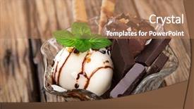  Presentation with ice cream - Beautiful PPT theme featuring dairy milk chocolates - ice cream scoops on wooden backdrop and a  colored foreground