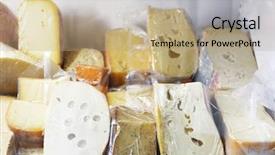  Presentation with plastic bags - PPT layouts having dairy producers - set of cheese in plastic background and a coral colored foreground