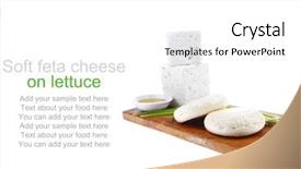  Presentation with white cheese - Cool new PPT layouts with dairy product fresh raw white soft greek feta cheese cubes and round on wooden plate isolated over white background backdrop and a white colored foreground