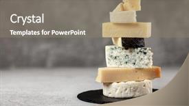  Presentation with cheese - Theme with dairy products - different sorts of cheese background and a gray colored foreground