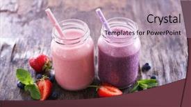  Presentation with yogurt - PPT layouts consisting of dairy products - healthy strawberry yogurt with mint background and a soft green colored foreground