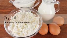 Presentation with dairy products - PPT theme having dairy-products-and-eggs background and a soft green colored foreground