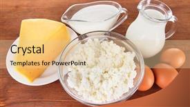  Presentation with milk dairy products - Slide set featuring yogurt milk - dairy products and eggs background and a lemonade colored foreground