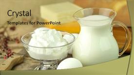  Presentation with milk dairy products - Beautiful presentation theme featuring cheese milk - dairy products and fresh eggs backdrop and a yellow colored foreground