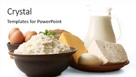  Presentation with milk dairy products - Slides enhanced with dairy products in pottery eggs and glass jug of milk isolated on white background and a white colored foreground