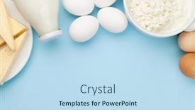  Presentation with milk dairy products - Presentation theme featuring dairy-products-milk-cottage-cheese background and a sky blue colored foreground