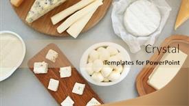  Presentation with dairy products - Beautiful slides featuring brie cheese camembert cheese fresh - dairy products on kitchen table backdrop and a soft green colored foreground