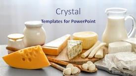  Presentation with dairy products - Beautiful presentation theme featuring dairy products on kitchen table backdrop and a sky blue colored foreground