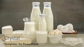  Presentation with dairy products - Amazing PPT layouts having dairy products on kitchen table backdrop and a coral colored foreground