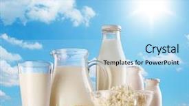  Presentation with dairy cow - Beautiful slides featuring fresh milk cow - dairy products on the grass backdrop and a light blue colored foreground