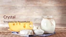  Presentation with dairy - Colorful slide set enhanced with dairy products on wooden background backdrop and a lemonade colored foreground