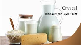 Presentation with dairy - Audience pleasing PPT theme consisting of dairy-products-on-wooden-table backdrop and a white colored foreground