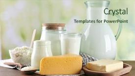  Presentation with dairy products - Audience pleasing slide set consisting of dairy products on wooden table backdrop and a soft green colored foreground