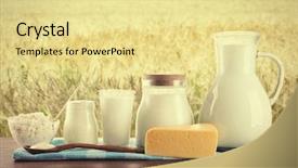  Presentation with dairy products - Slides enhanced with dairy products on wooden table background and a blonde colored foreground