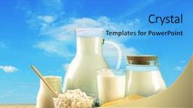  Presentation with dairy products - Beautiful presentation theme featuring dairy products on wooden table backdrop and a teal colored foreground