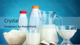  Presentation with dairy products - Slides enhanced with dairy products on wooden table background and a light blue colored foreground