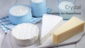  Presentation with milk dairy products - PPT theme featuring dairy-products-tree-types background and a light blue colored foreground