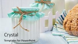  Presentation with dairy products - Beautiful presentation theme featuring dairy products backdrop and a sky blue colored foreground