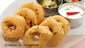  Presentation with snack food - Presentation theme having dal flour indian snack food background and a gold colored foreground