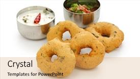  Presentation with south indian food - PPT theme consisting of dal flour indian snack food background and a yellow colored foreground