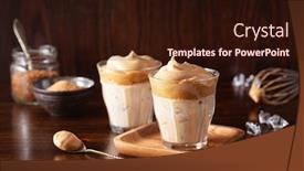  Presentation with water glass - Cool new slide deck with dalgona-coffee-in-glass-trendy backdrop and a wine colored foreground