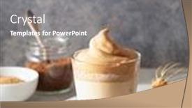  Presentation with water glass - PPT theme enhanced with dalgona-coffee-in-glass-trendy background and a gray colored foreground