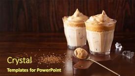  Presentation with kid water glass - Slide deck featuring dalgona-coffee-in-glass-trendy background and a tawny brown colored foreground