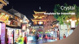  Presentation with china travel - Amazing PPT theme having dali-china-dec-5-street backdrop and a wine colored foreground