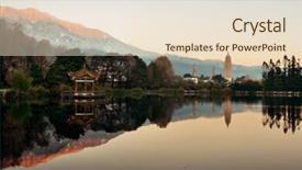  Presentation with china - Theme featuring dali three pagoda and lake reflection at sunrise in yunnan china background and a lemonade colored foreground