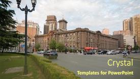  Presentation with russia city - Slide set featuring dalian-china-june-11-2012 background and a tawny brown colored foreground