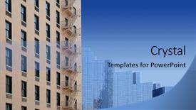  Presentation with urban buildings - Beautiful presentation theme featuring dallas downtown city urban view backdrop and a light blue colored foreground