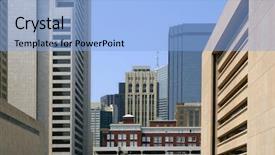  Presentation with urban buildings - Colorful PPT theme enhanced with dallas downtown city urban view backdrop and a light blue colored foreground