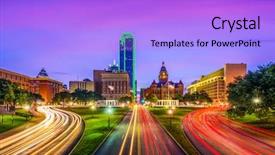  Presentation with texas - Cool new PPT theme with dallas texas usa cityscape backdrop and a light blue colored foreground