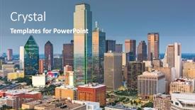  Presentation with texas - Colorful slide deck enhanced with dallas texas usa downtown city skyline at twilight backdrop and a teal colored foreground