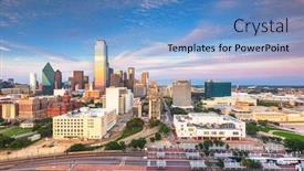  Presentation with texas - Slide set enhanced with dallas texas usa downtown city skyline at twilight background and a teal colored foreground