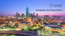 Presentation with texas - Colorful slide deck enhanced with dallas texas usa downtown city skyline at twilight backdrop and a light blue colored foreground