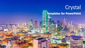  Presentation with texas - Audience pleasing slide set consisting of dallas texas usa downtown city skyline at twilight backdrop and a royal blue colored foreground