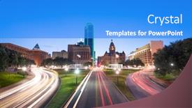  Presentation with texas - PPT theme consisting of dallas texas usa skyline over dealey plaza at twilight background and a cobalt blue colored foreground