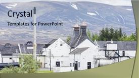  Presentation with distillery - Presentation design featuring dalwhinni distillery inverness-shire scotland background and a light blue colored foreground