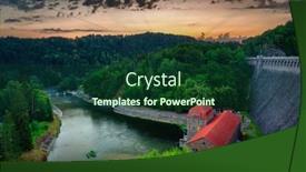  Presentation with hydroelectric plant - Slide deck with dam-and-hydroelectric-power-plant background and a forest green colored foreground
