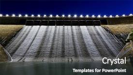  Presentation with dam construction - Beautiful theme featuring dam at night and discharge backdrop and a dark gray colored foreground