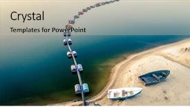  Presentation with dam construction - Cool new PPT layouts with dam construction - aerial view of blue tube backdrop and a soft green colored foreground