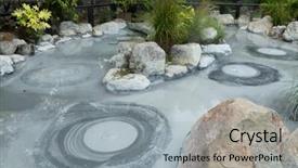  Presentation with city japan - Amazing slide set having dam design - mud hell at beppu city backdrop and a light gray colored foreground