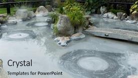  Presentation with hell - Theme with dam design - mud hell at beppu city background and a light gray colored foreground