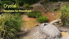  Presentation with dam - PPT layouts featuring dam design - mud hotsprings in beppu background and a tawny brown colored foreground