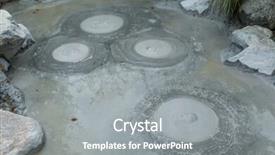  Presentation with dam - Presentation theme featuring dam design - oniishibozu jigoku at beppu city background and a gray colored foreground